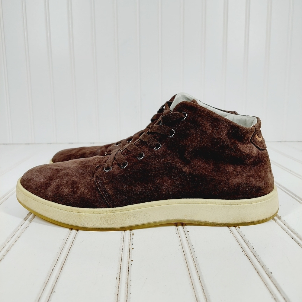 Aureus Aum Brown Suede Hi Lace-Up Casual Sneakers E952